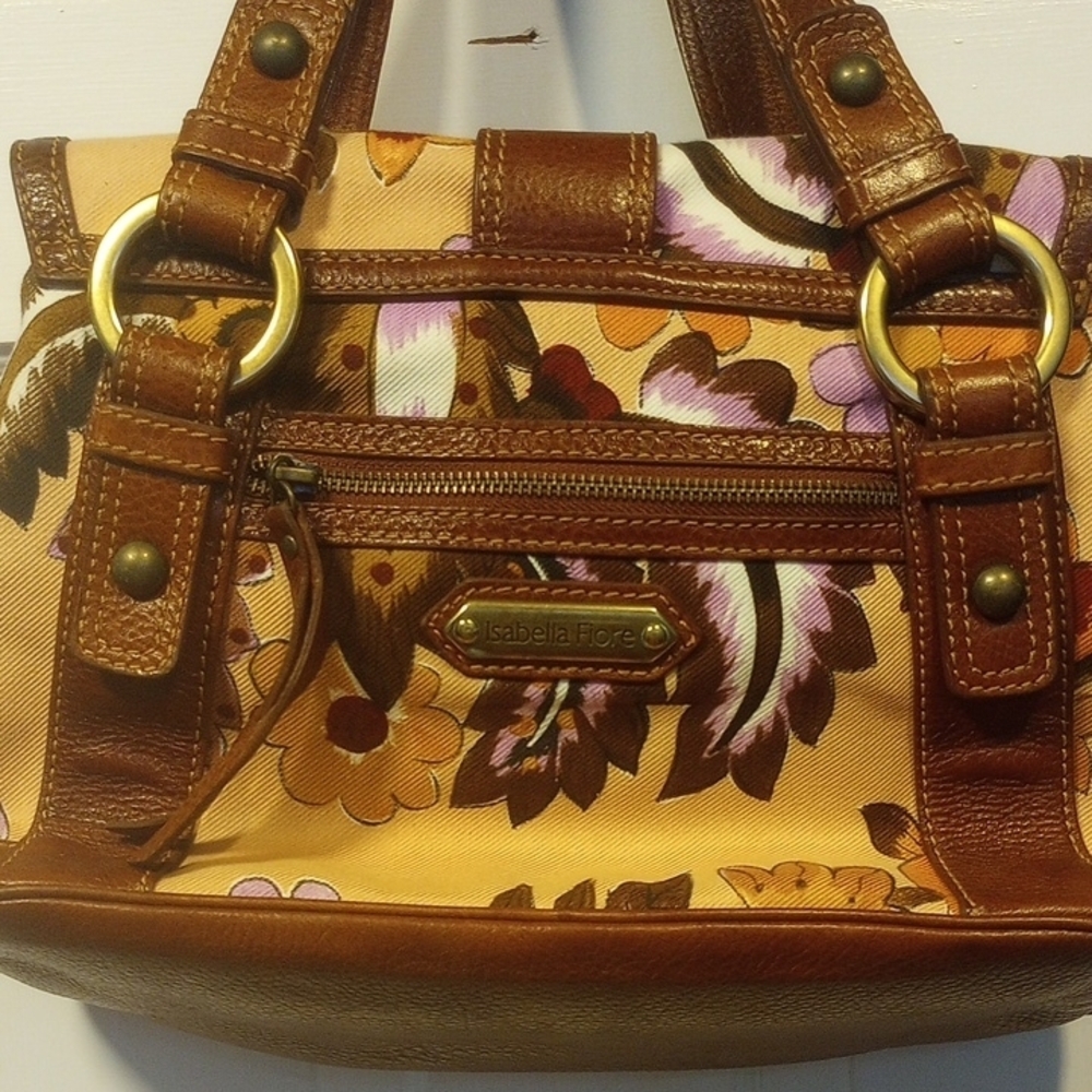 Isabella Fiore Floral Brown Leather Women's Bag - Picture 4 of 11